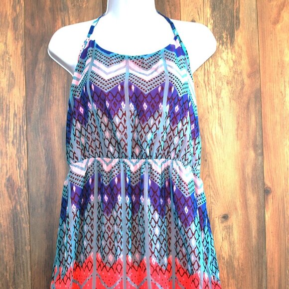 No Boundaries Geometric Maxi Dress L - Picture 2 of 7